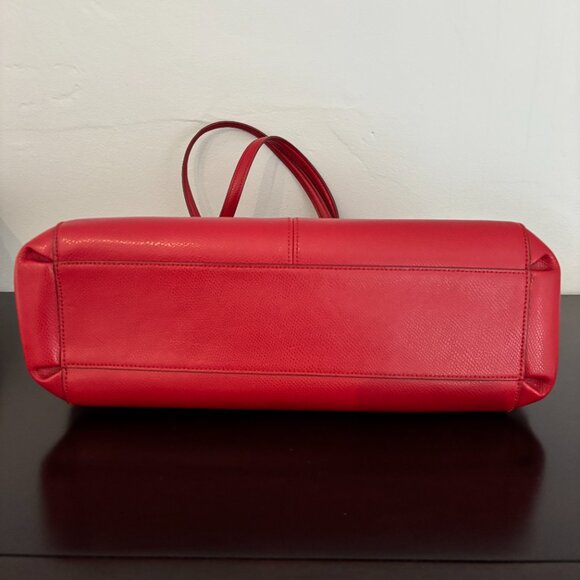 Coach Christie Carryall Cherry Red Crossgrain Leather Satchel - Picture 8 of 13